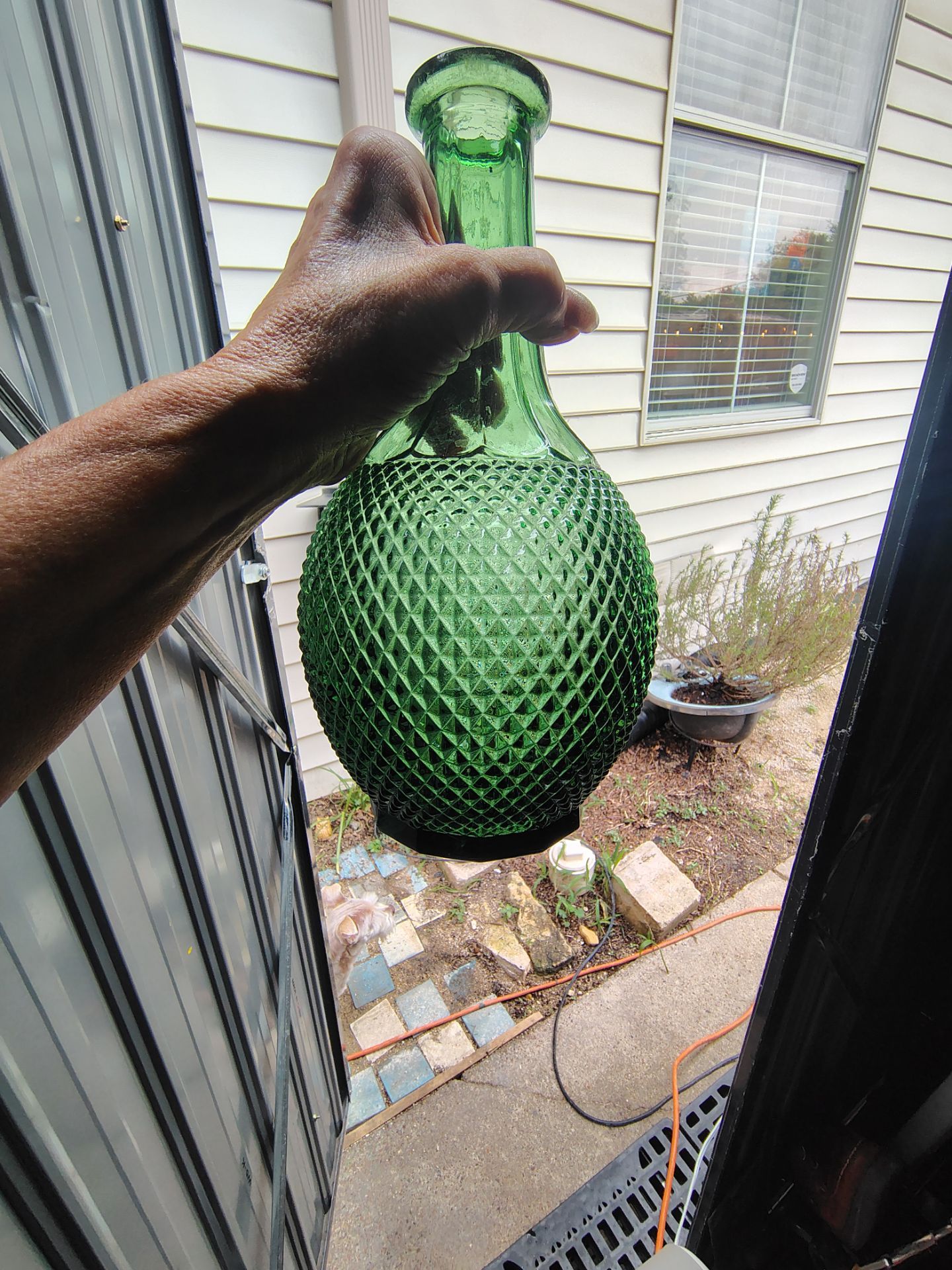 Green decanter vintage glass