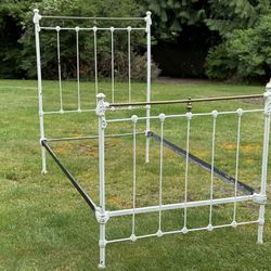 Two Vintage Iron Beds With Original Rails 