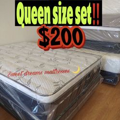 Queen Size Euro Pillow Top Mattress Set ‼️‼️