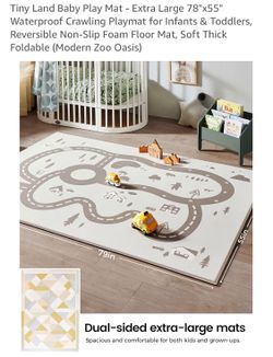 Tiny Land Baby Play Mat - Extra Large 78"x55" Waterproof Crawling Playmat for Infants & Toddlers, Reversible Non-Slip Foam Floor Mat, Soft Thick Folda
