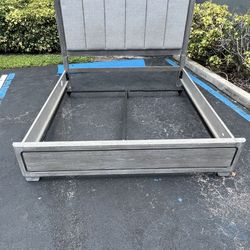 Grey gray king size wood bed frame rustic modern