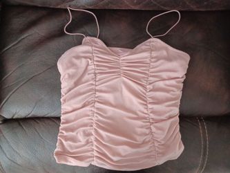 Pink Ruched Satin Cami Top