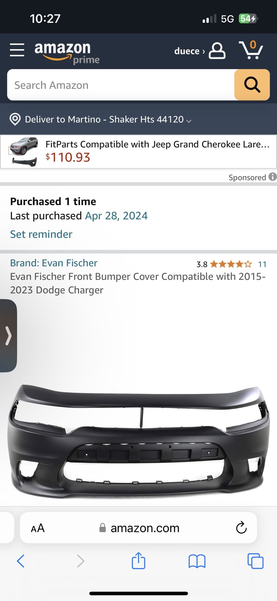 2015-2023 Dodge Charger Front Bumper