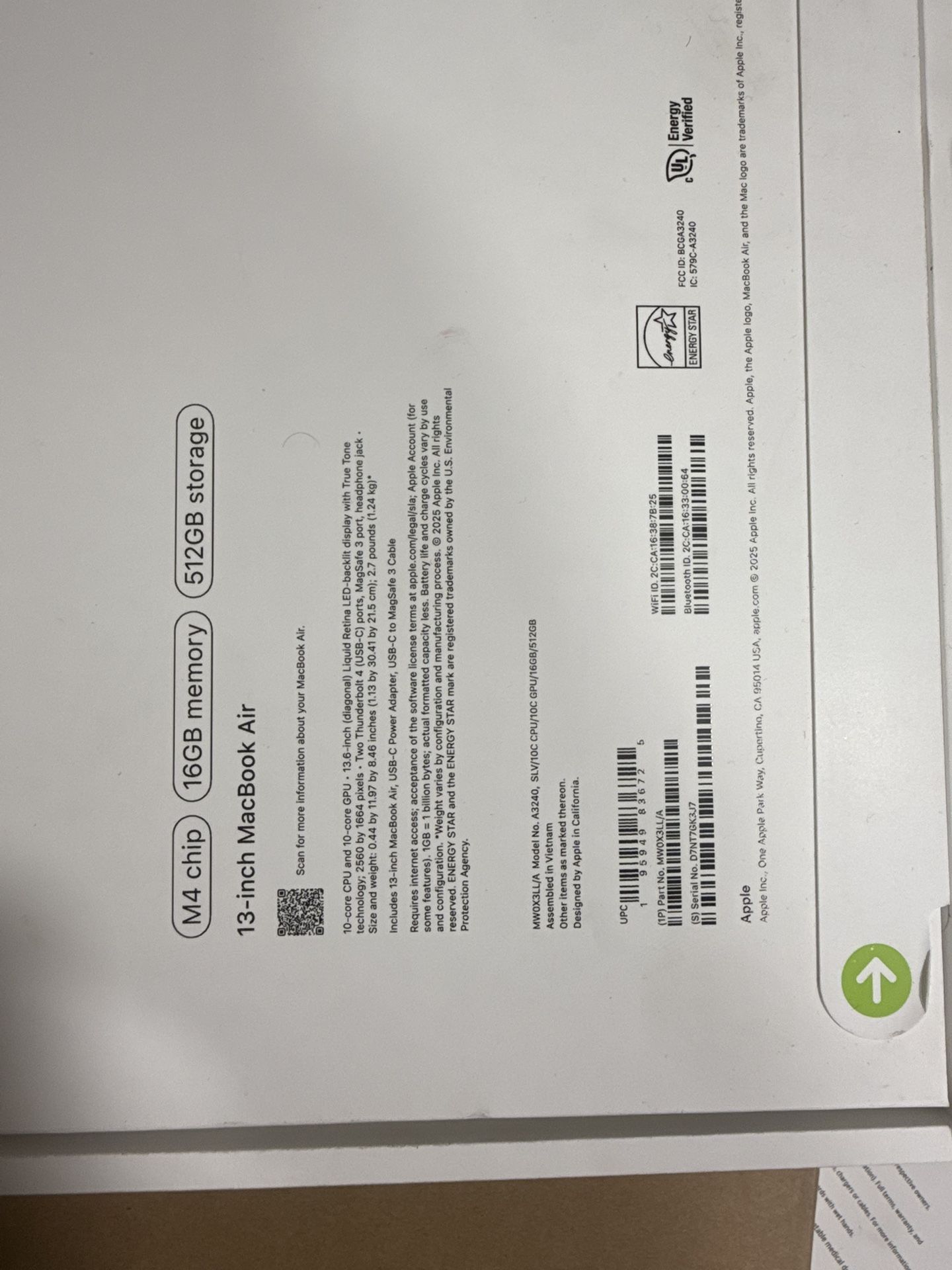 Macbook Air M4 13in New 512 Gb 16gb