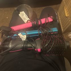 Three Hair Tools Straightener And Blow Dry Brush