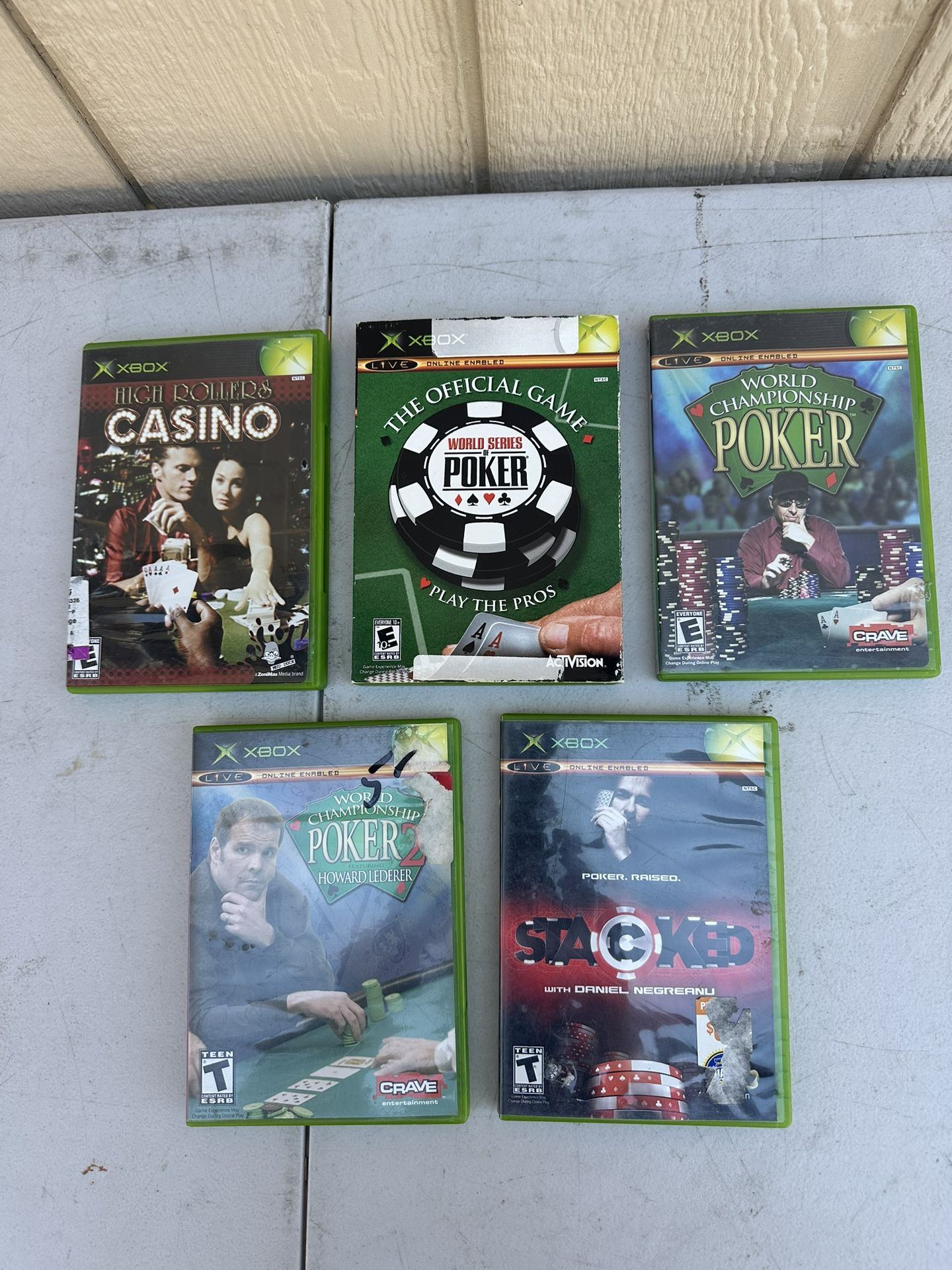 Lot Of 5 XBOX GAMES WORLD CHAMPIONSHIP POKER 2 HOWARD HIGHER ROLLERS CASINO