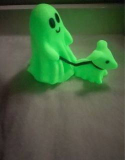 Glow-in-the-Dark Ghost with Dog Figurine