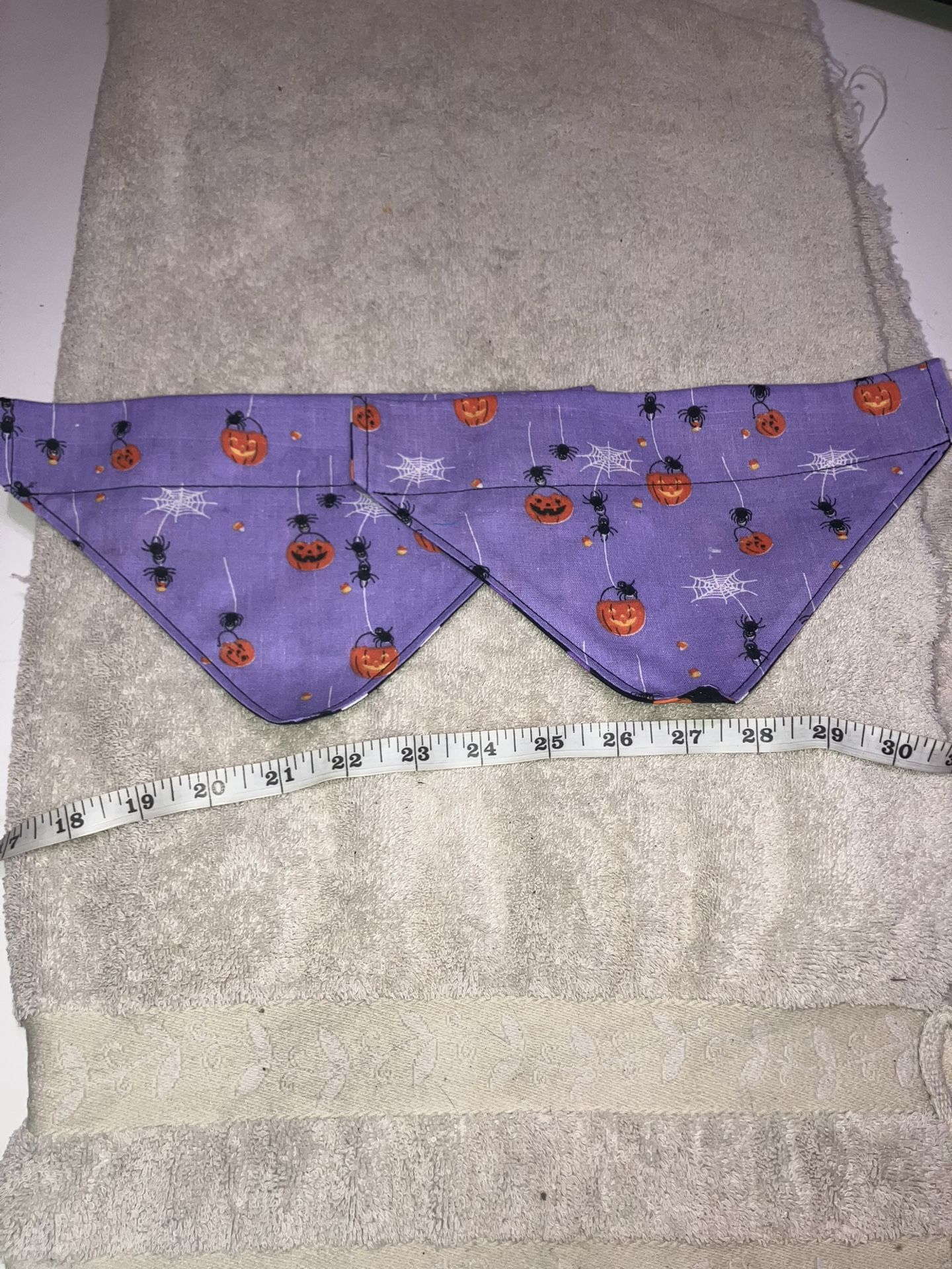 Set Of 2 Handmade Halloween Large Pet Dog Bandana Over Collar Cover ~9.5” Across