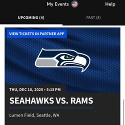 Seahawks vs Rams TNF (4 Tickets)