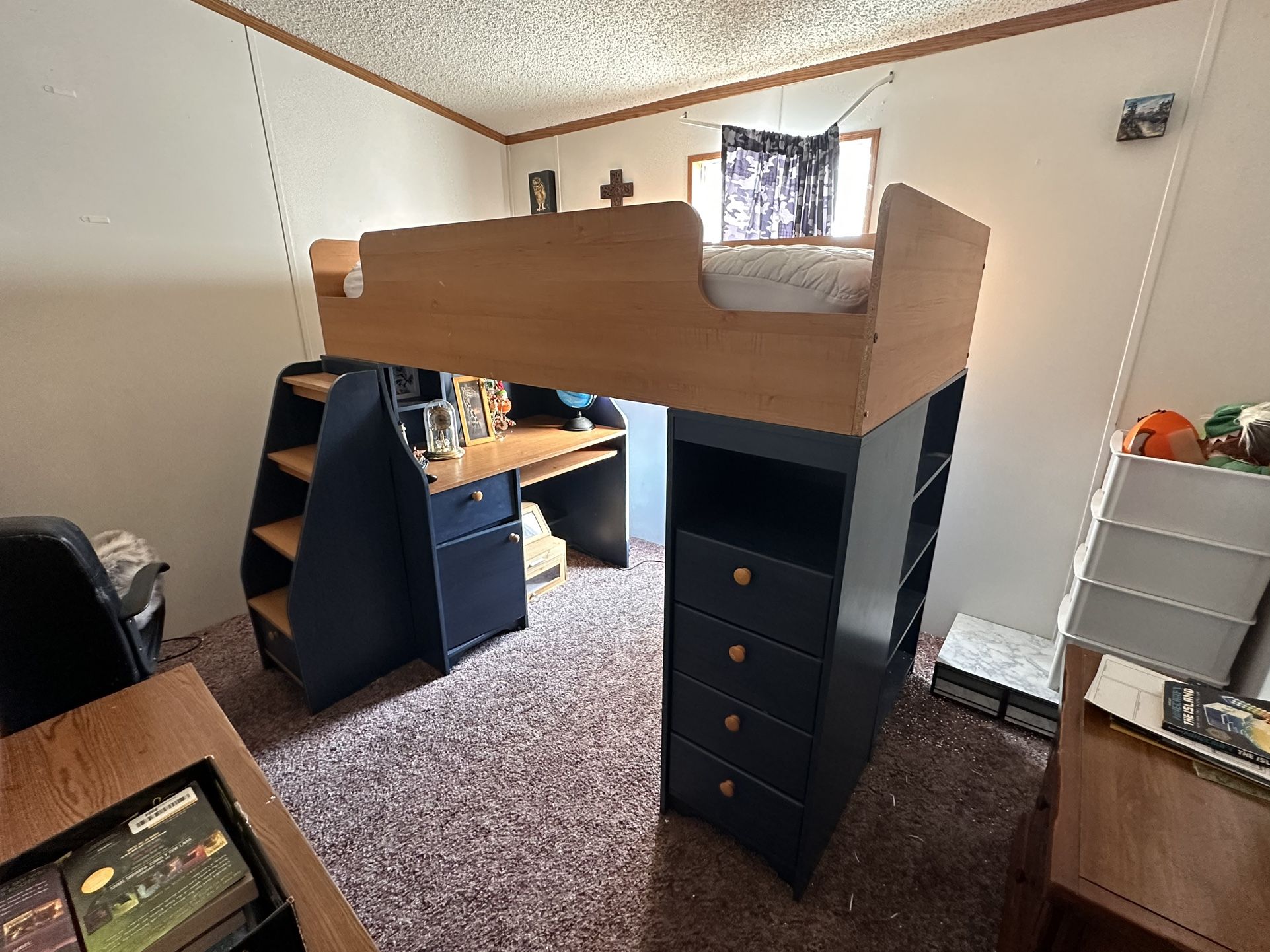 Bunk style bed/desk/dresser NO MATTRESS