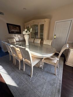 8 piece dining set with china and cabinets