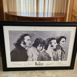 Beatles litho 1991 in wood frame with glass 28”x 40”