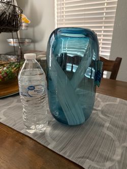 Beautiful Blue Glass Vase 10.5” Tall x 4.5” Wide - asking $10.00 O.B.O. - pick up only