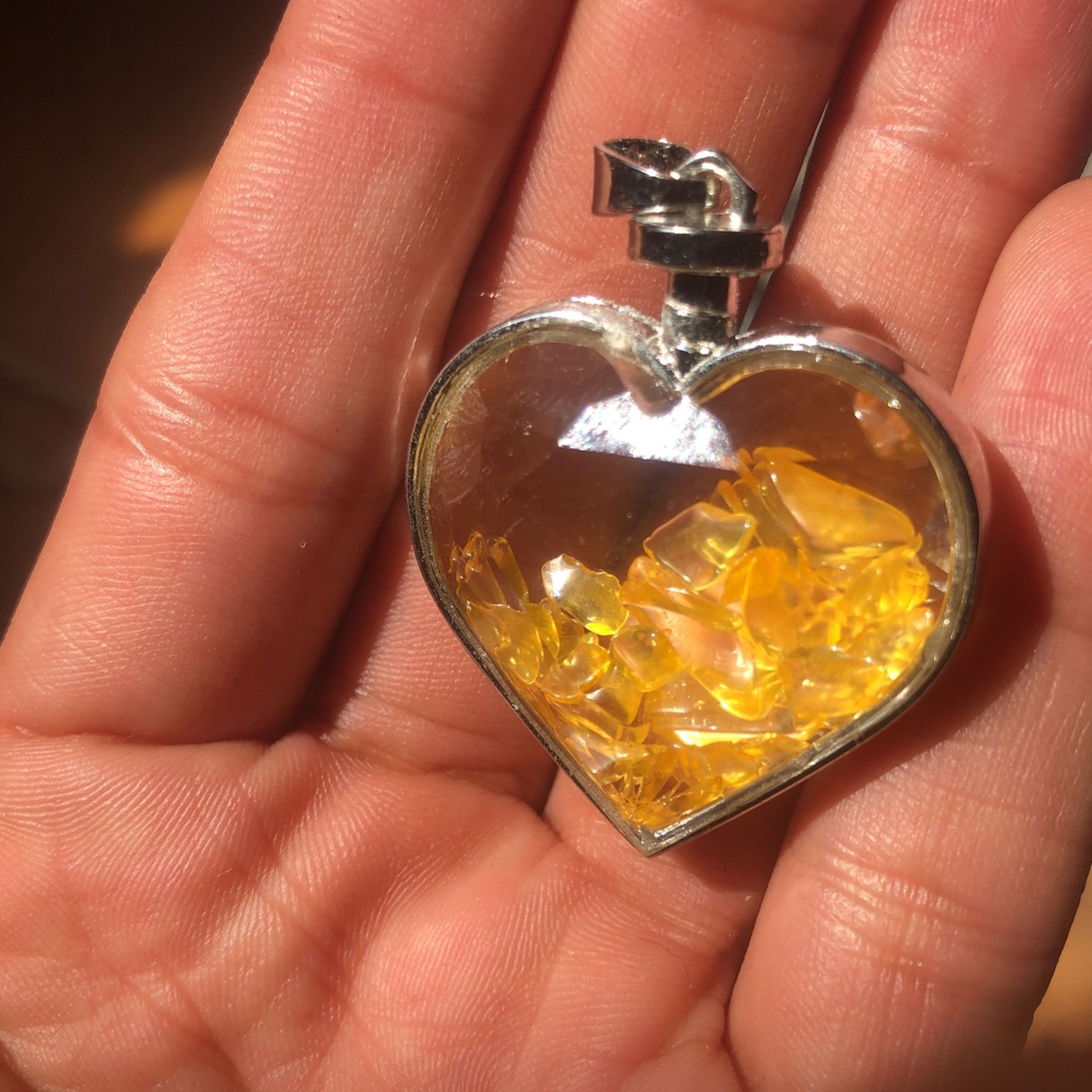 Citrine Gemstone Heart Locket Pendant
