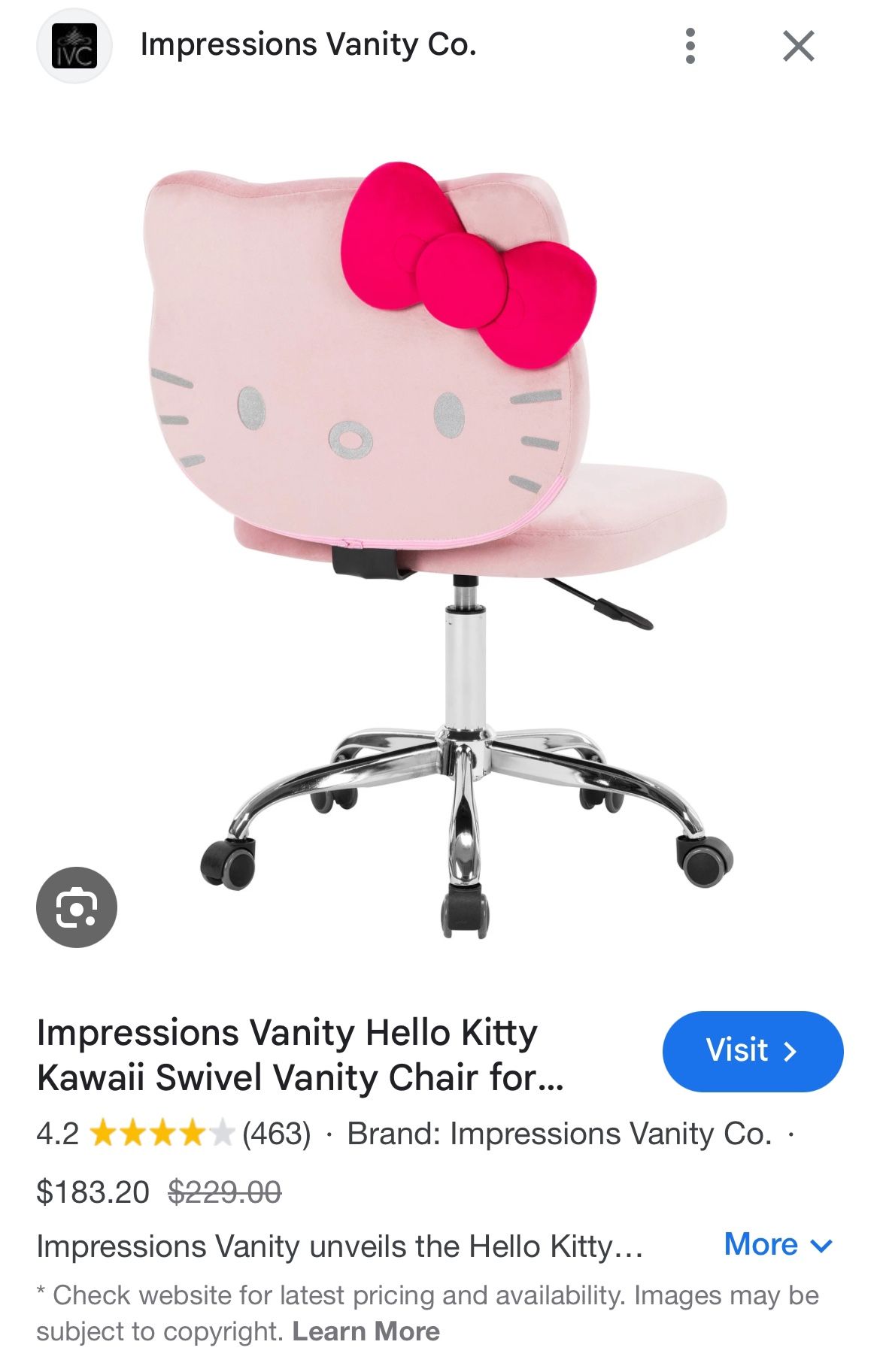 New Impressions Vanity Hello kitty chair