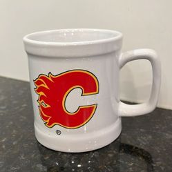 Calgary Flames Coffee Mug vintage NHL hockey white ceramic tea cup 