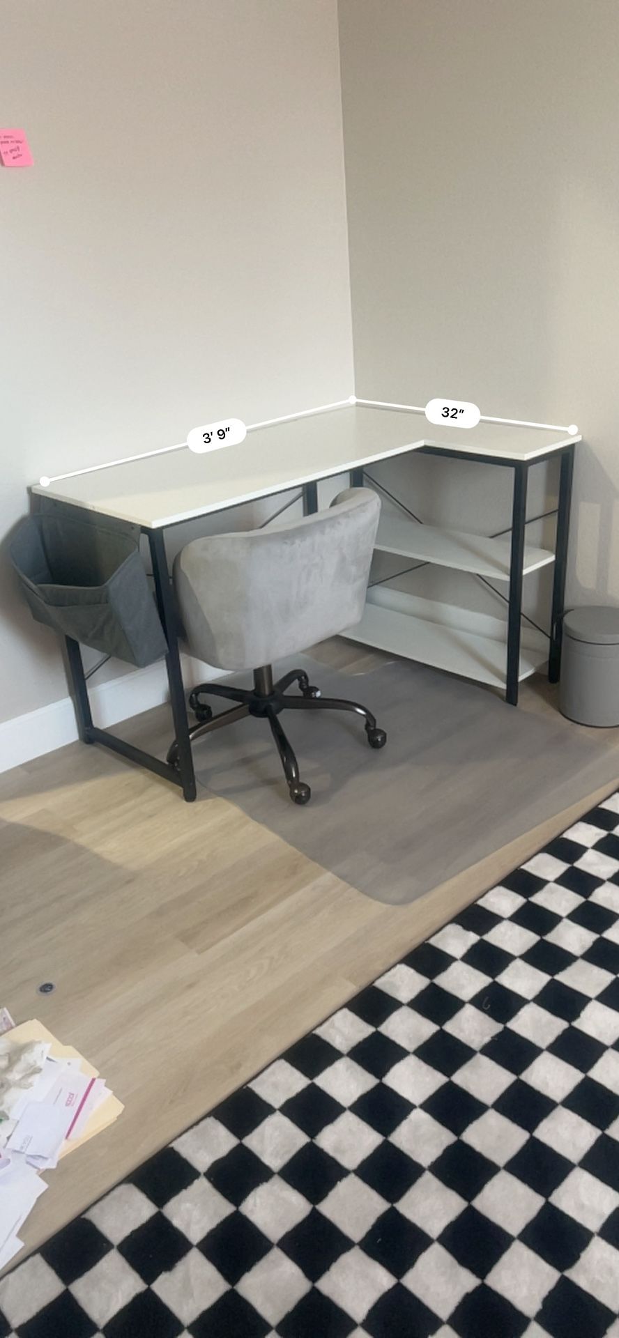Corner Desk, Chair, Mat