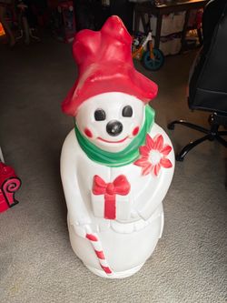 Empire 40" Happy Hobo Clown Flower Christmas Frosty Snowman Blow Mold Vintage