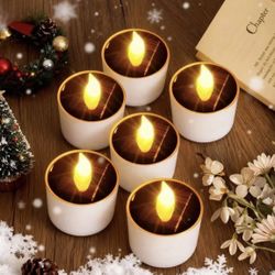 6pcs Solar Candle Outdoor Waterproof IP44, LED Flameless Solar Tealight Candle with Dusk to Dawn Sensor for Outdoor Window Lanterns Balcony Garden Ter