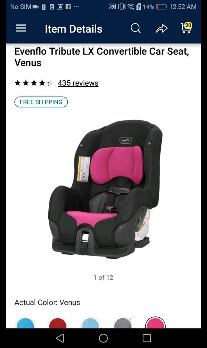 Evenflo tribute LX convertible car seat