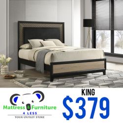 Valencia Wood King Panel Bed Black