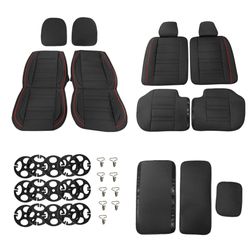 ＊Soillar＊
For Toyota Faux Leather Car Breathable 5-Seat Covers Front Rear Cushion Black