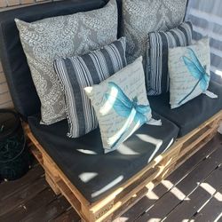 Outdoor Patio Cushions, Pillows,  and Pallets.