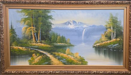 Large Framed Landscape Painting – 53" x 29