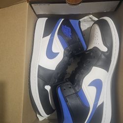Nike Air Jordan Retro 1 Mid Black Racer Blue Mens 