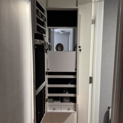 Over-the-Door Jewelry Cabinet with Mirror + LED Lights
