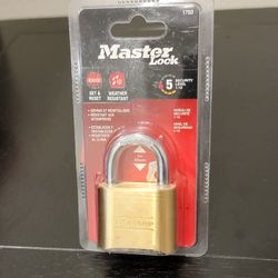 Master Lock 175D Brass Combination Padlock Steel Shackle Indoor Outdoor