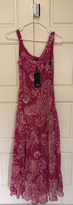 Beautiful NWT Jones New York Paisley Tiered Midi Dress - Bright Orchid / Beige (XS)