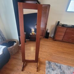 12 Inches Wide Free-Standing Jewelry Armoire with Mirror