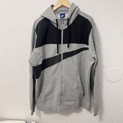 Nike men’s full-zip hoodie. Size XXL  gray with black swoosh Preowned.