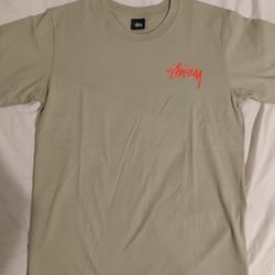 Tan Stüssy Cotton Streetwear Tee Size Small
