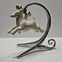 Pottery Barn Galloping Reindeer Salt Pepper Shakers Set 2012 with Hanging Holder Christmas Deer Holiday