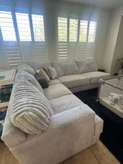 Grey Sectional with Pillows