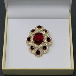 Charter Club Gold-Tone Pave & Red Stone Infinity Pin
