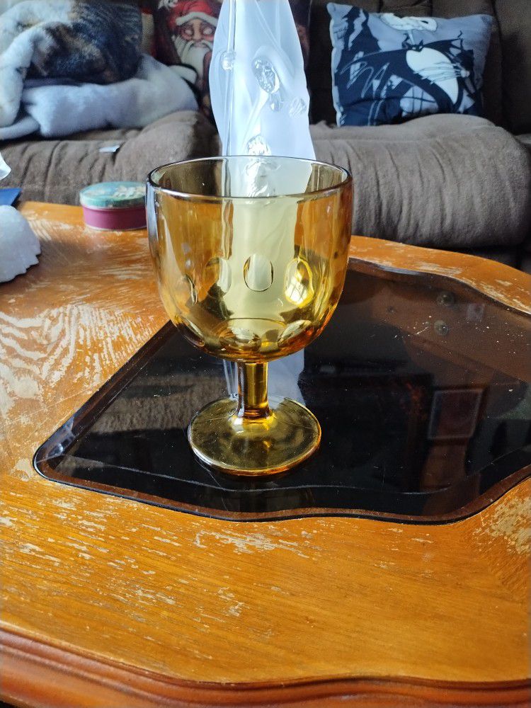 Vintage Amber Wine Glass
