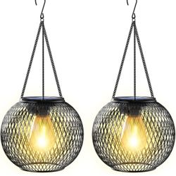 New inbox Upgraded hanging Solar Lantern Outdoor Waterproof,2Pack