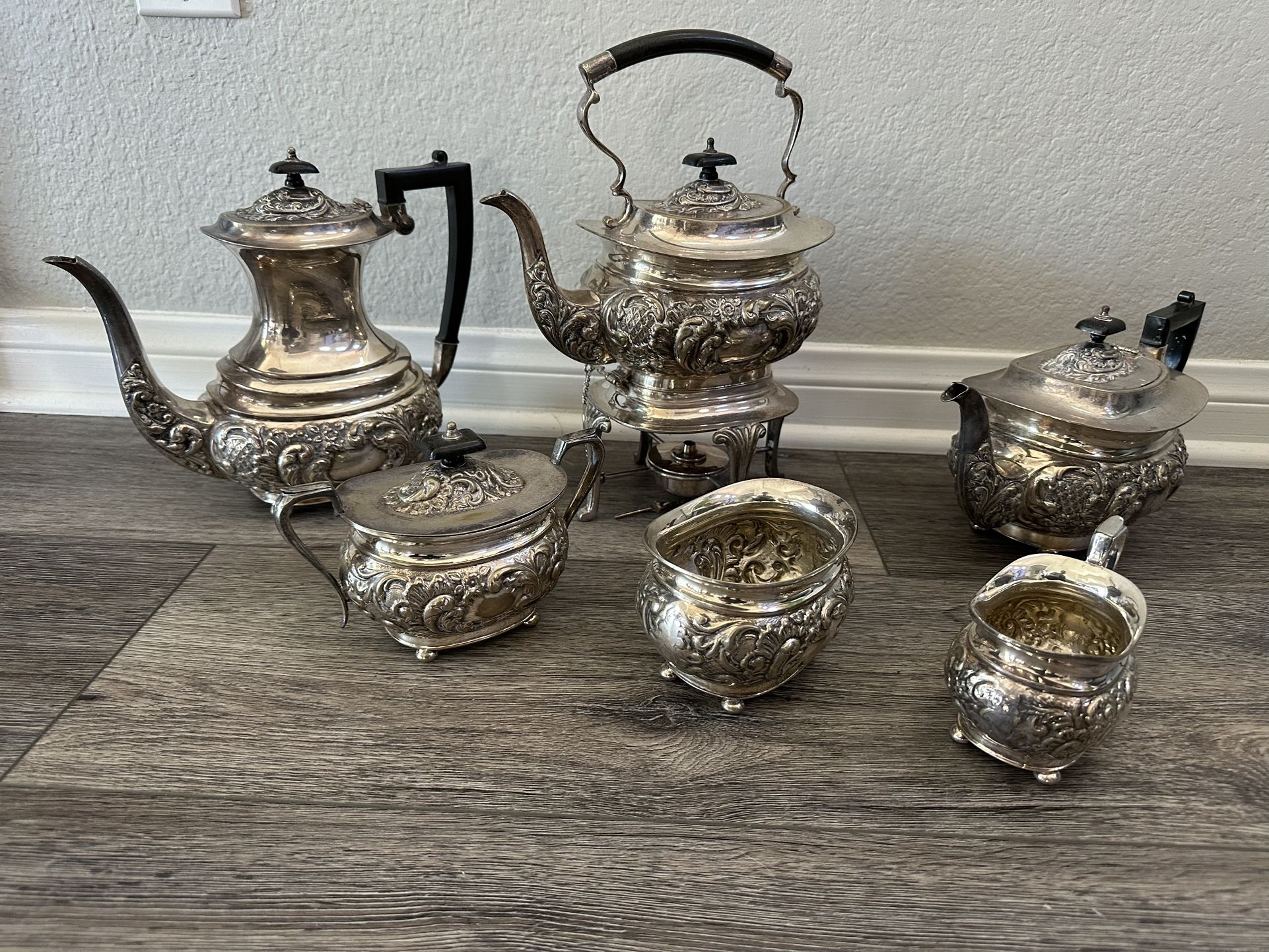MCM silver plated tea and coffee set Israel Freeman & Sons Sheffield England