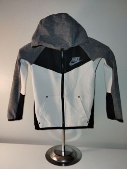 Nike Sportswear Tech Fleece Full Zip Hoodie Boys Size 5-6 Years White Black Gray