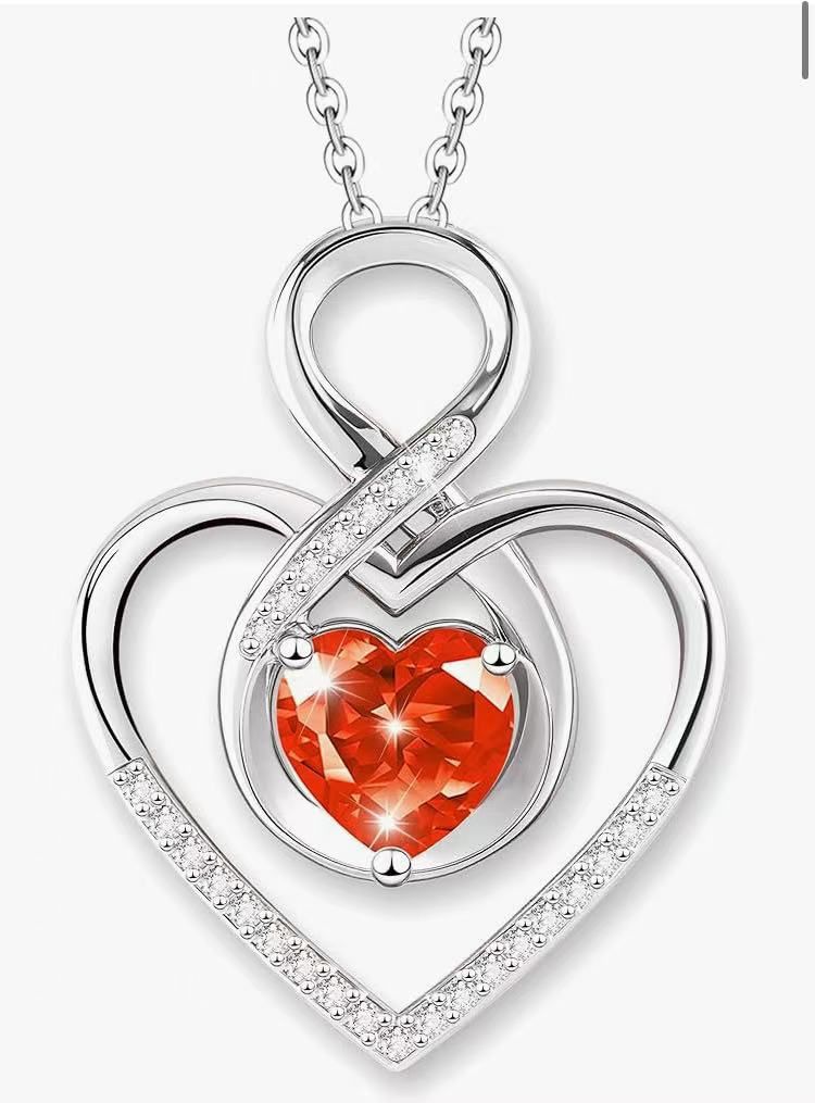 Heart Necklace for Women, 925 Silver Necklace with Infinity Heart Pendant