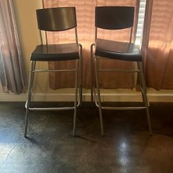 STIG Bar Stools With Backrest (black/silver) IKEA 