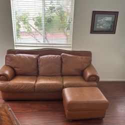 Worn Leather Couch 