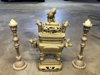 Antique Chinese Bronze Incense Burner (Censer/Xianglu) – Dragon Motif – Heavy Bronze – Estate Find