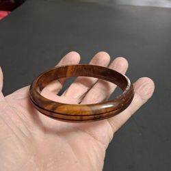 Handcrafted Hardwood Bangle Bracelet With Carved Indentations That Go All Around 2 5/8" Opening 