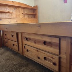 Wood Bed Frame Full With 4 Big Drawers