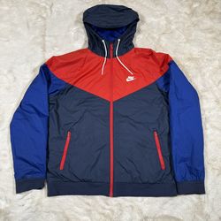 Nike Windrunner Jacket Mens L Blue Red Colorblock Full Zip Windbreaker