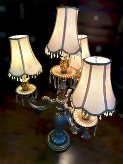 2 Vintage Style 4-Light Candelabra Table Lamps